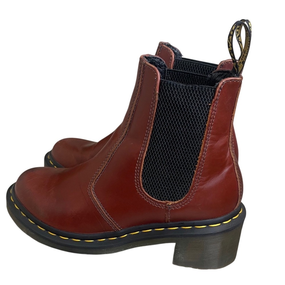 Dr Martens Cadence Cherry Red Leather Block Heel Chelsea Boots Womens 6 US/4 UK